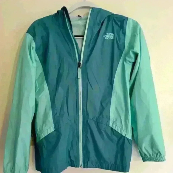 The North Face Girls NF0A2U3F Zipline Rain Jacket Hood Green/Mint XL 18 - Picture 2 of 7